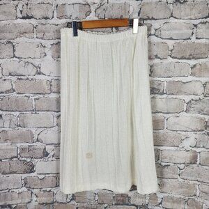Vintage Sears Knit Midi Skirt Ivory Gathered Waist Size 16 Measures Smaller